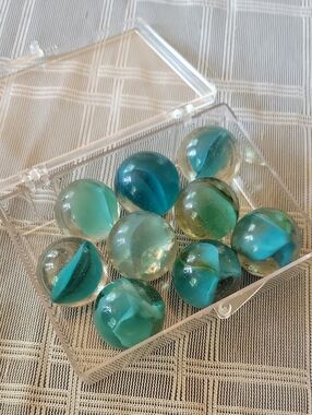 Vintage Aqua Shooter Marbles Group 4